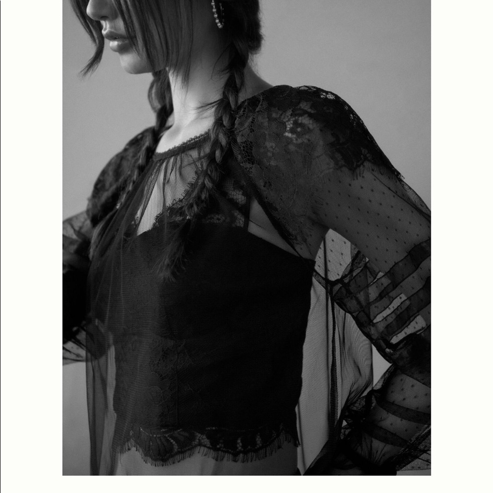 By Anthropologie Lace Tulle Blouse & Bustier Set